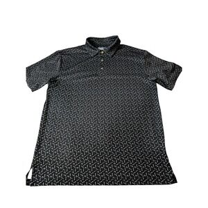 Ben Hogan Performance Mens Small Black Golf Tee and Ball Print Polo Shirt S